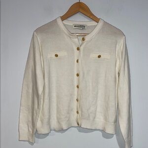 Appleseed's Vintage Cream Cardigan with Gold Buttons Sz PM